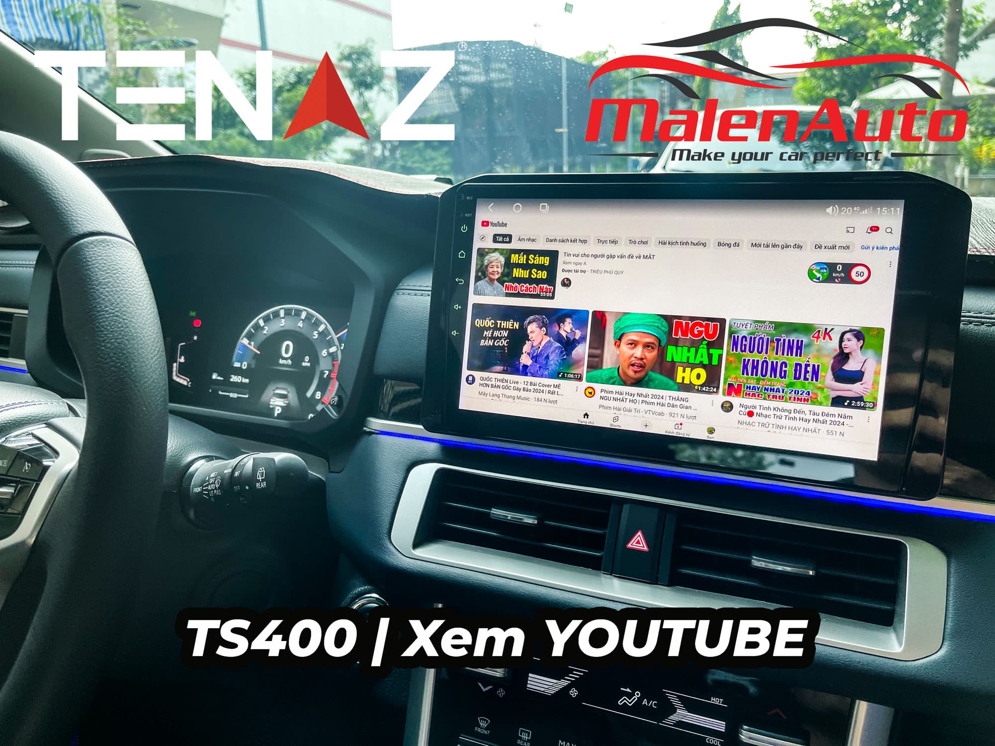xem youtube trên màn hình android tenaz ts400