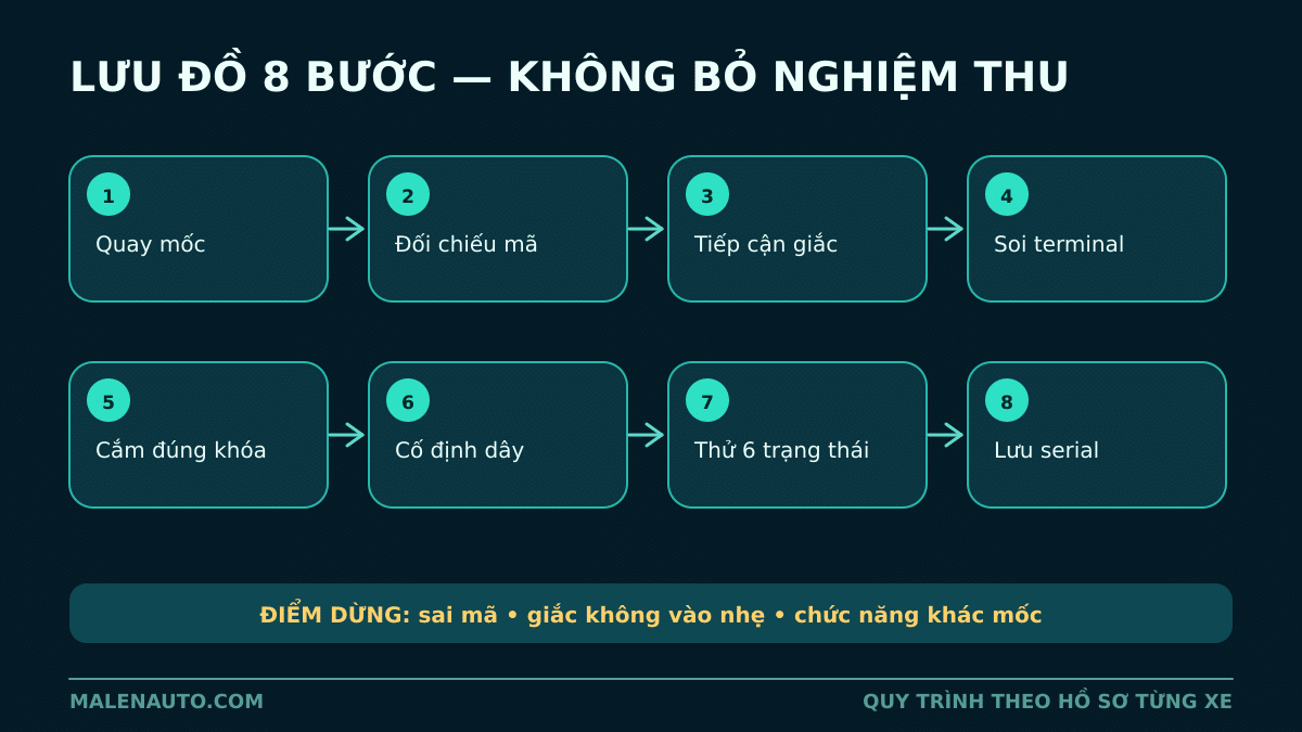 Lưu đồ tám bước lắp module xi nhan Limo Green