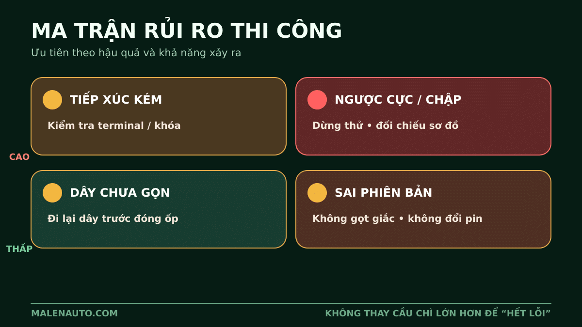 Ma trận rủi ro khi lắp mạch xi nhan Limo Green