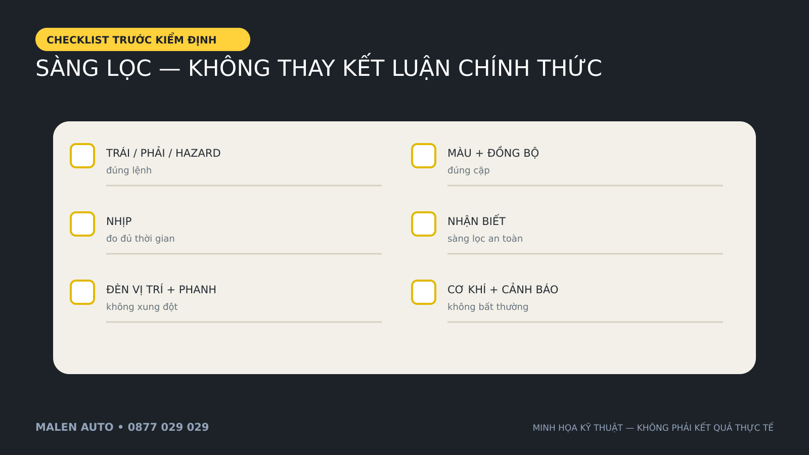 Checklist kiểm tra xi nhan trước đăng kiểm